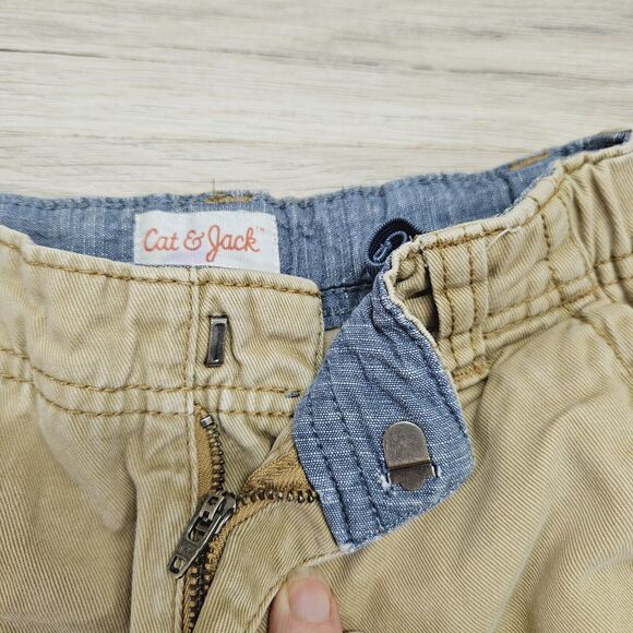 CAT & JACK Boys Tan Khaki Cargo Shorts Size 7 - Picture 2 of 6